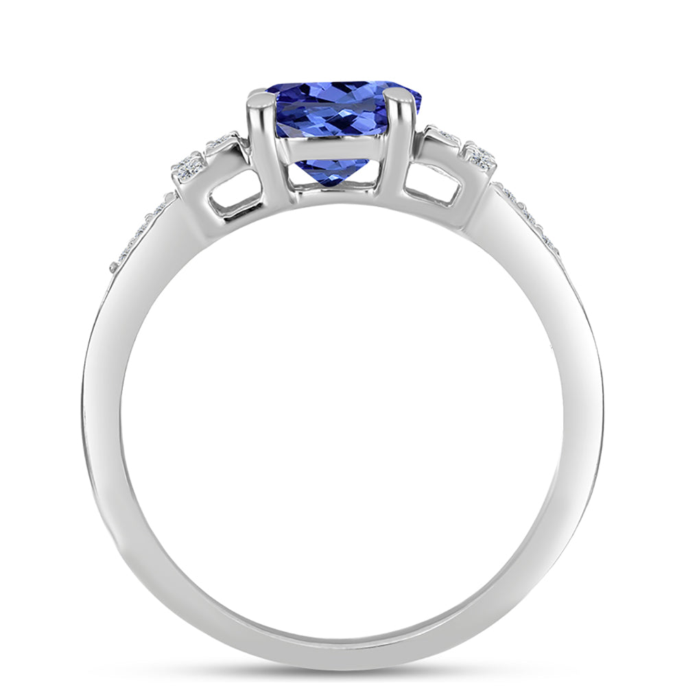 Anillo de Plata con Tanzanita AAA y Topacio Blanco 2 