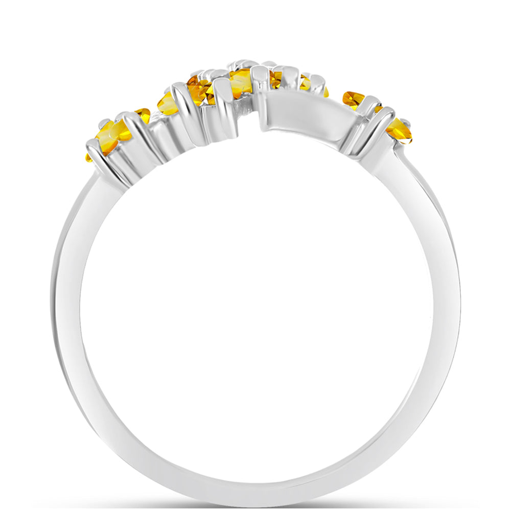 Anillo de Plata con Citrino de los Montes Urales y Topacio Blanco