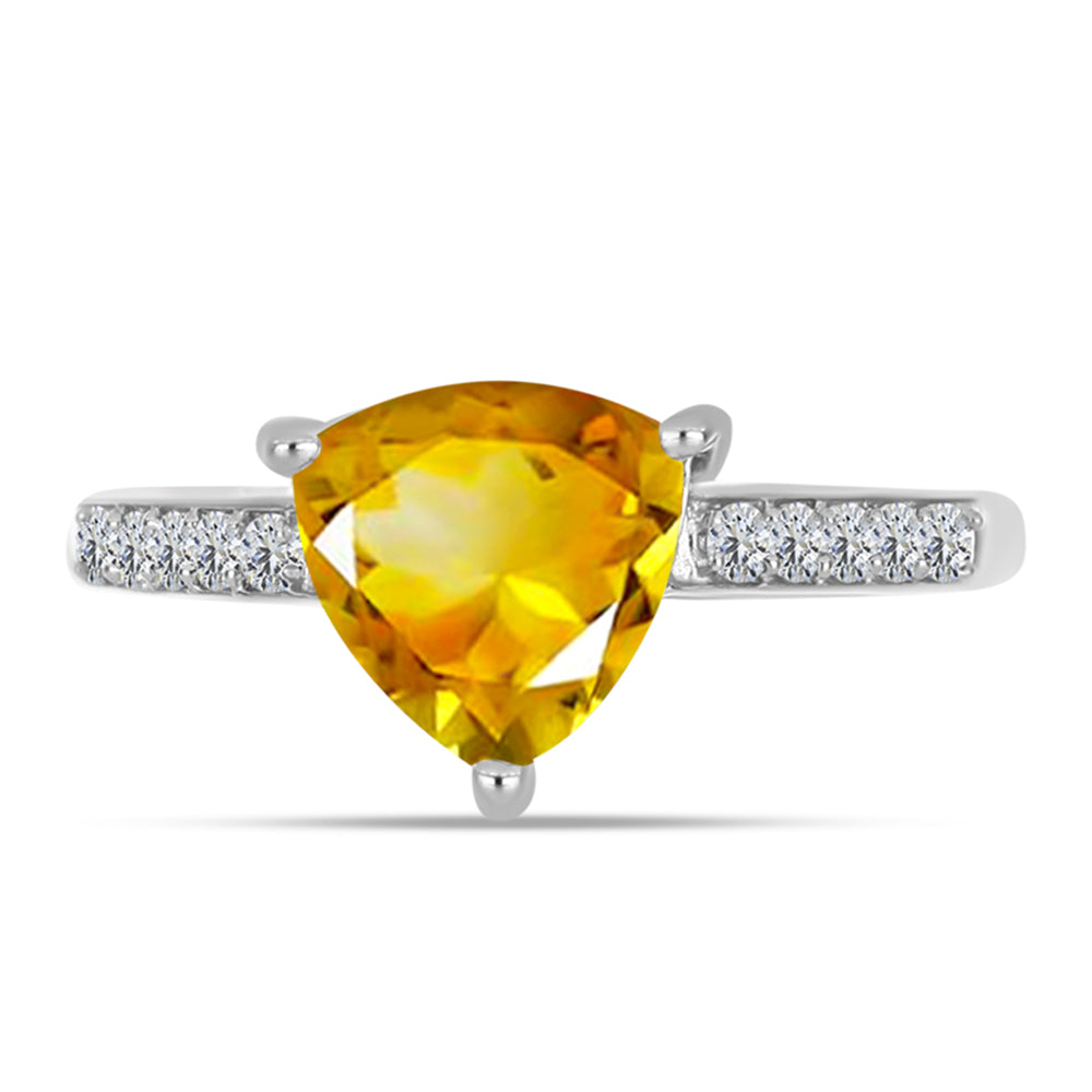 Anillo de Plata con Citrino de los Montes Urales y Topacio Blanco 1 