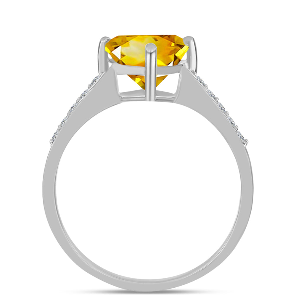 Anillo de Plata con Citrino de los Montes Urales y Topacio Blanco