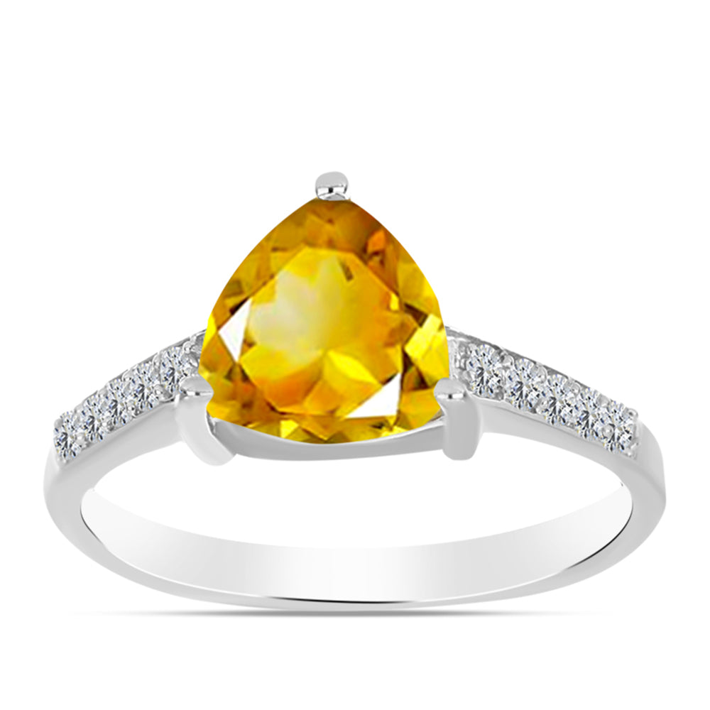 Anillo de Plata con Citrino de los Montes Urales y Topacio Blanco 3 