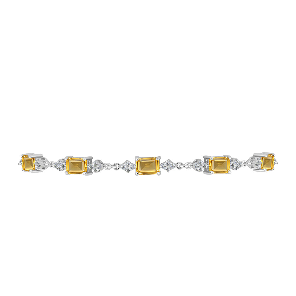 Pulsera de Plata con Citrino de los Montes Urales y Topacio Blanco