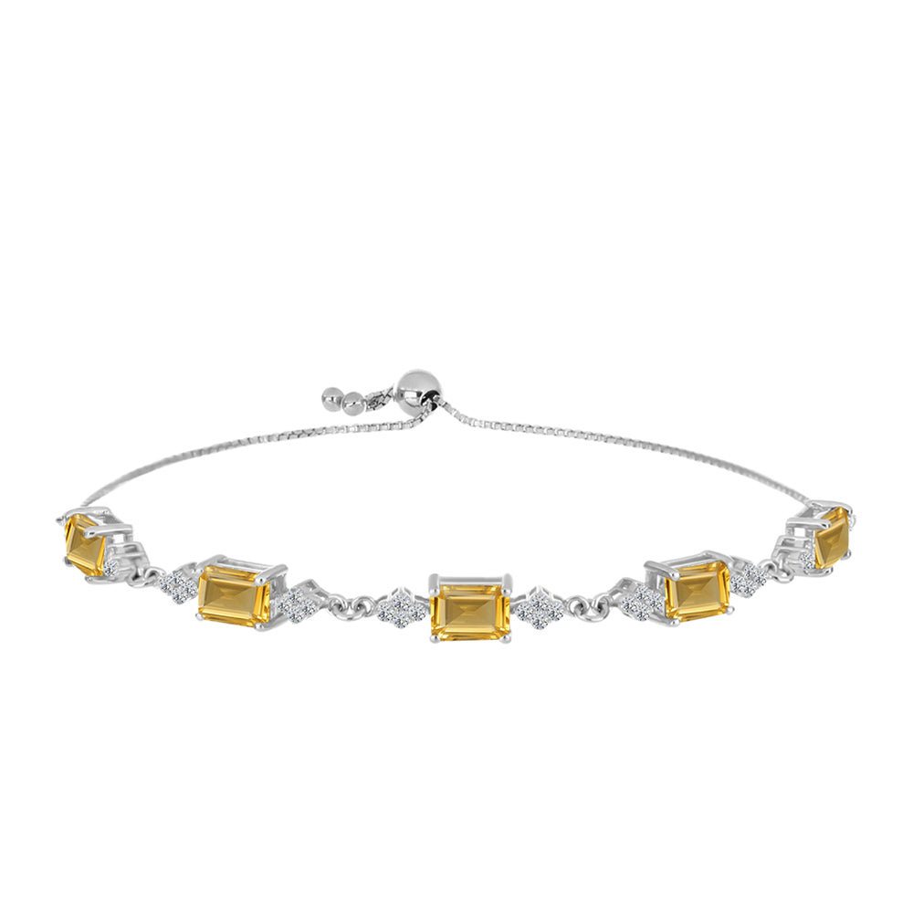 Pulsera de Plata con Citrino de los Montes Urales y Topacio Blanco