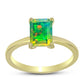 Anillo de Plata Bañada en Oro con Ópalo Verde Etíope de Lega Dembi