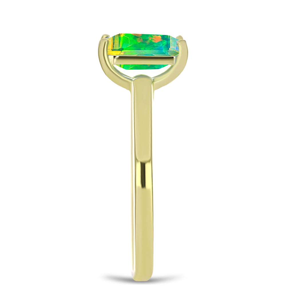 Anillo de Plata Bañada en Oro con Ópalo Verde Etíope de Lega Dembi 4 