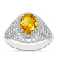 Anillo de Plata con Citrino de los Montes Urales y Topacio Blanco
