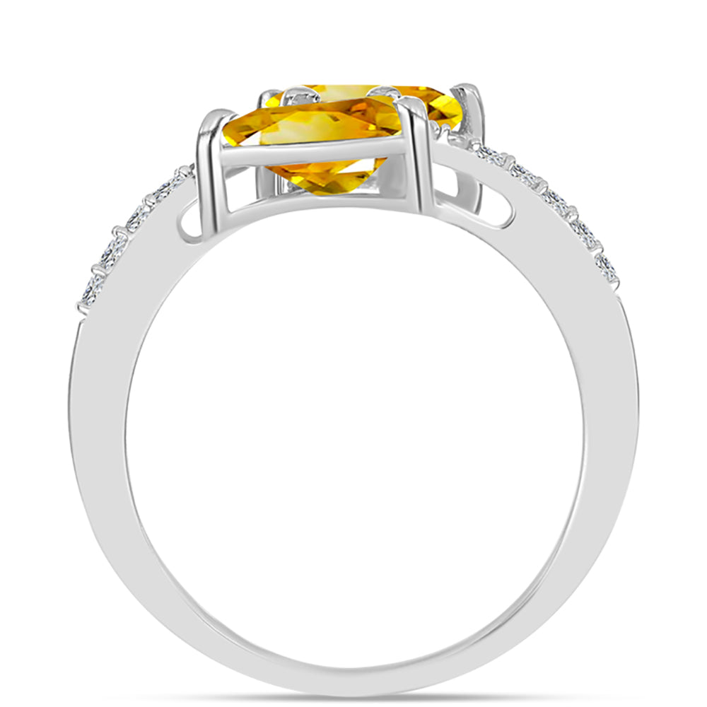 Anillo de Plata con Citrino de los Montes Urales y Topacio Blanco 2 
