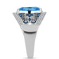 Anillo de Plata con Topacio Azul Suizo y Topacio Blanco
