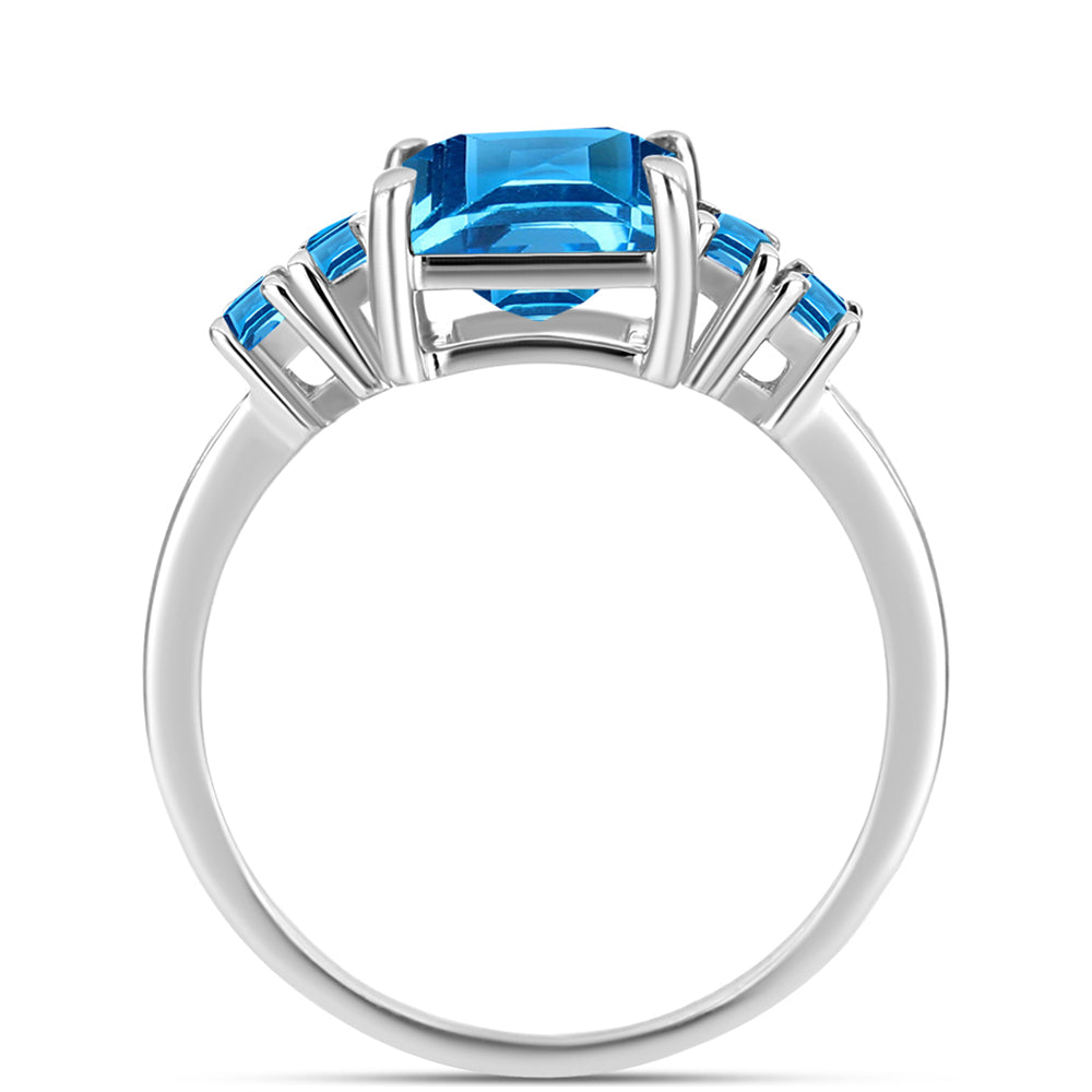 Anillo de Plata con Topacio Azul Suizo