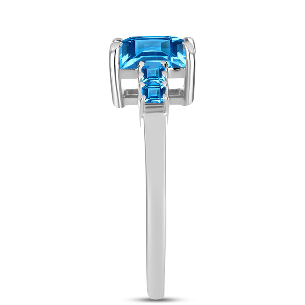 Anillo de Plata con Topacio Azul Suizo 4 