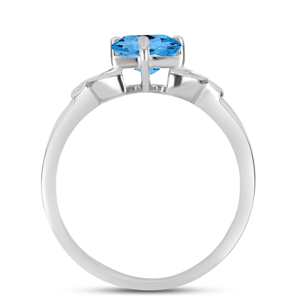 Anillo de Plata con Topacio Azul Suizo