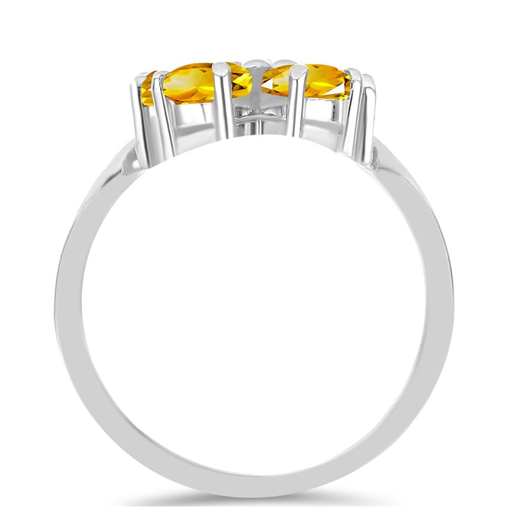 Anillo de Plata con Citrino de los Montes Urales y Topacio Blanco