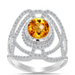 Anillo de Plata con Citrino de los Montes Urales y Topacio Blanco