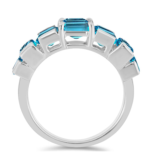 Anillo de Plata con Topacio Azul Suizo