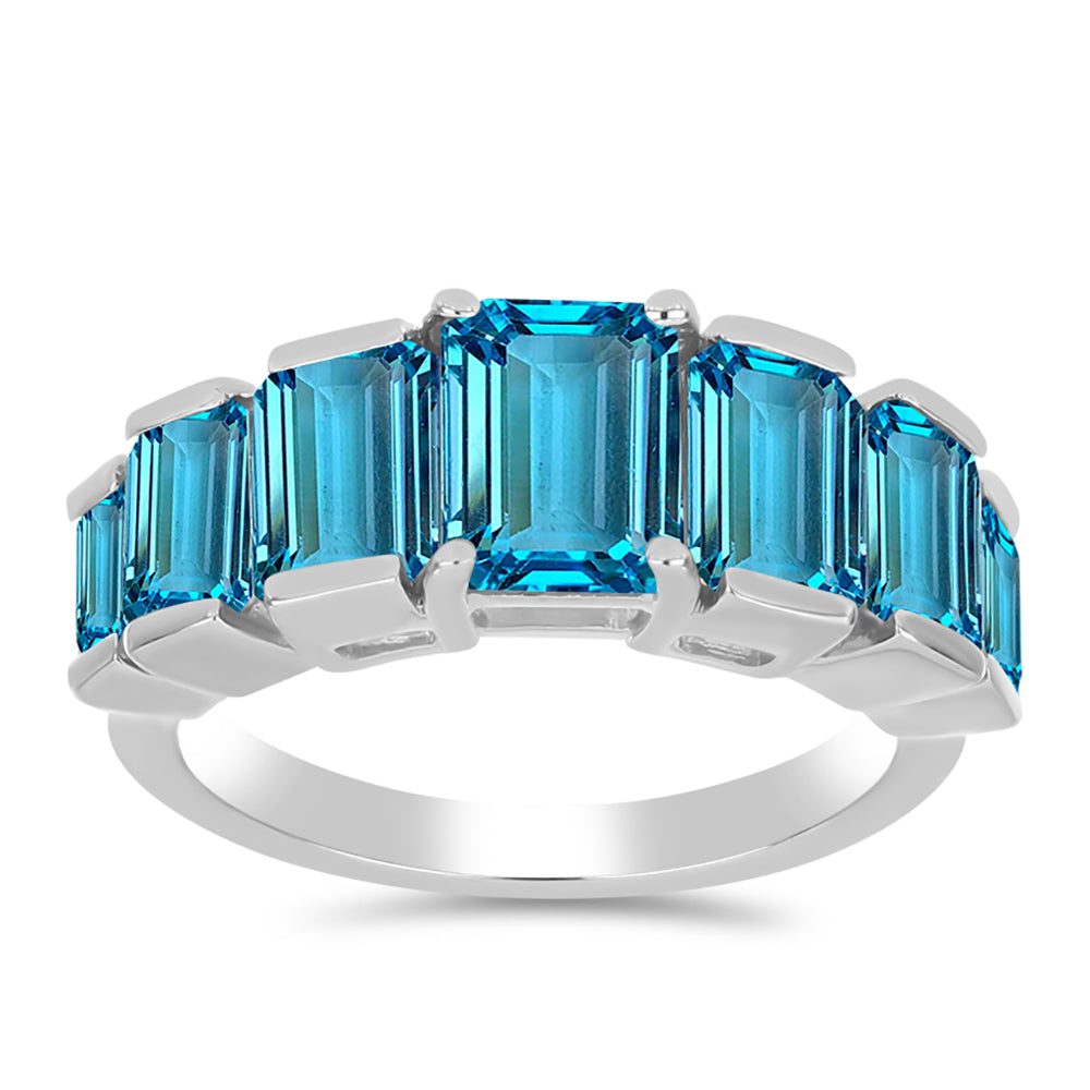 Anillo de Plata con Topacio Azul Suizo 3 