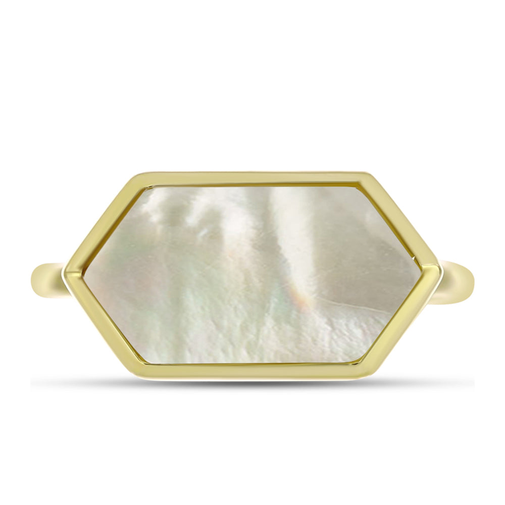 Anillo de Plata Bañada en Oro con Madreperla