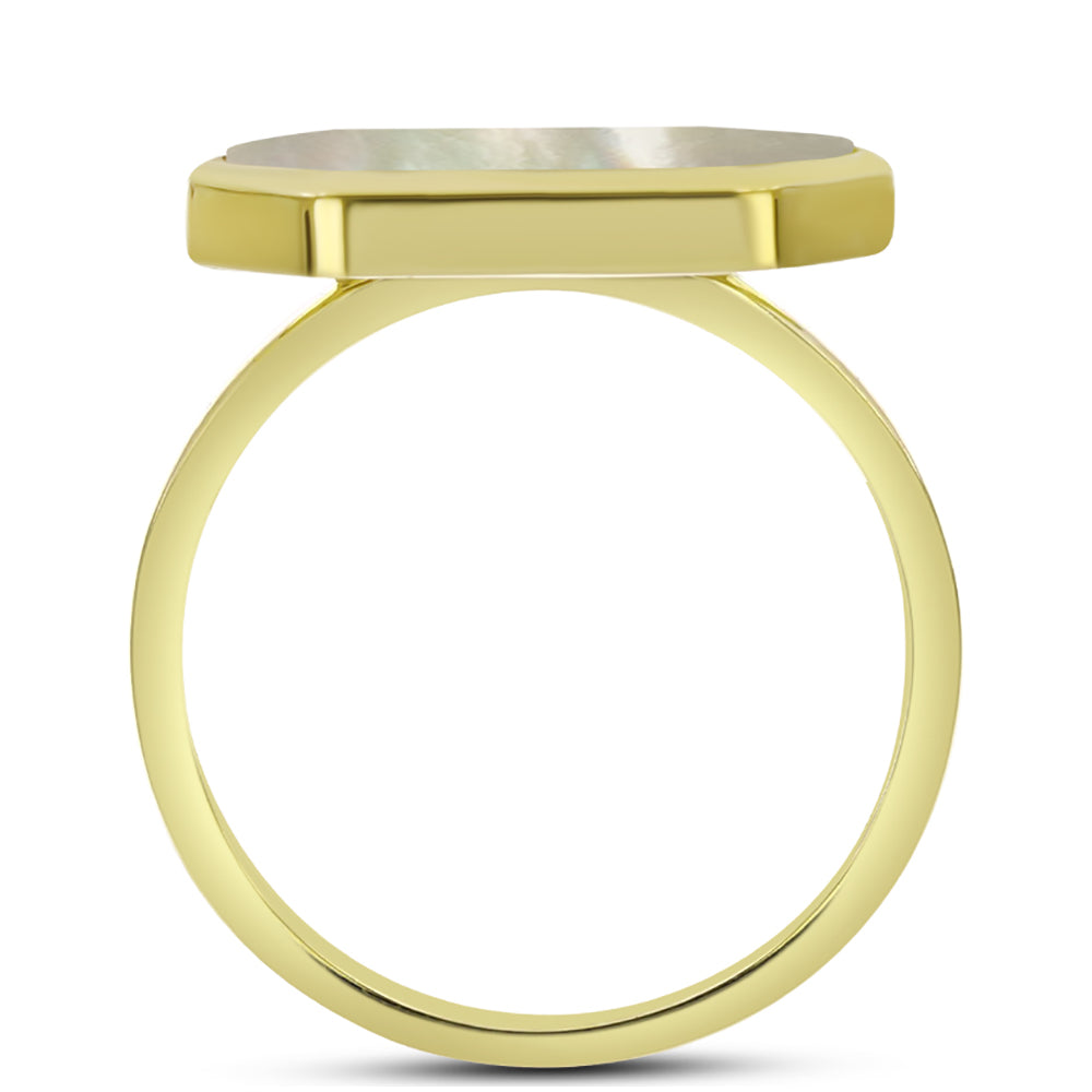 Anillo de Plata Bañada en Oro con Madreperla 2 