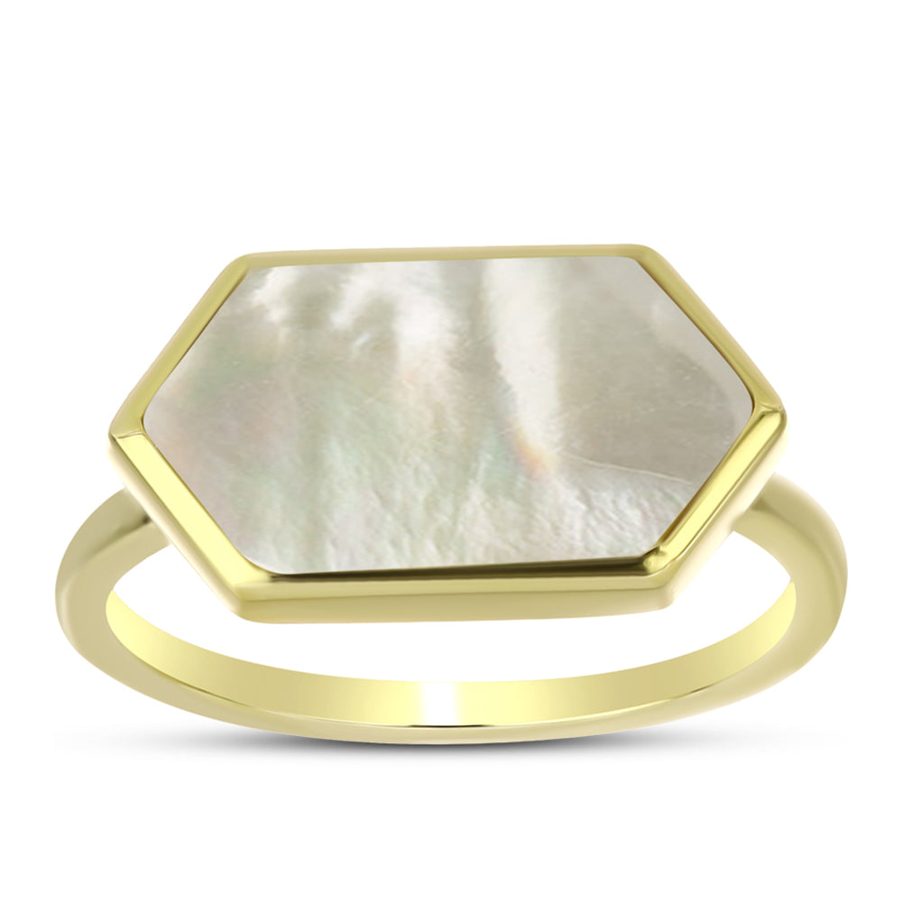 Anillo de Plata Bañada en Oro con Madreperla 3 