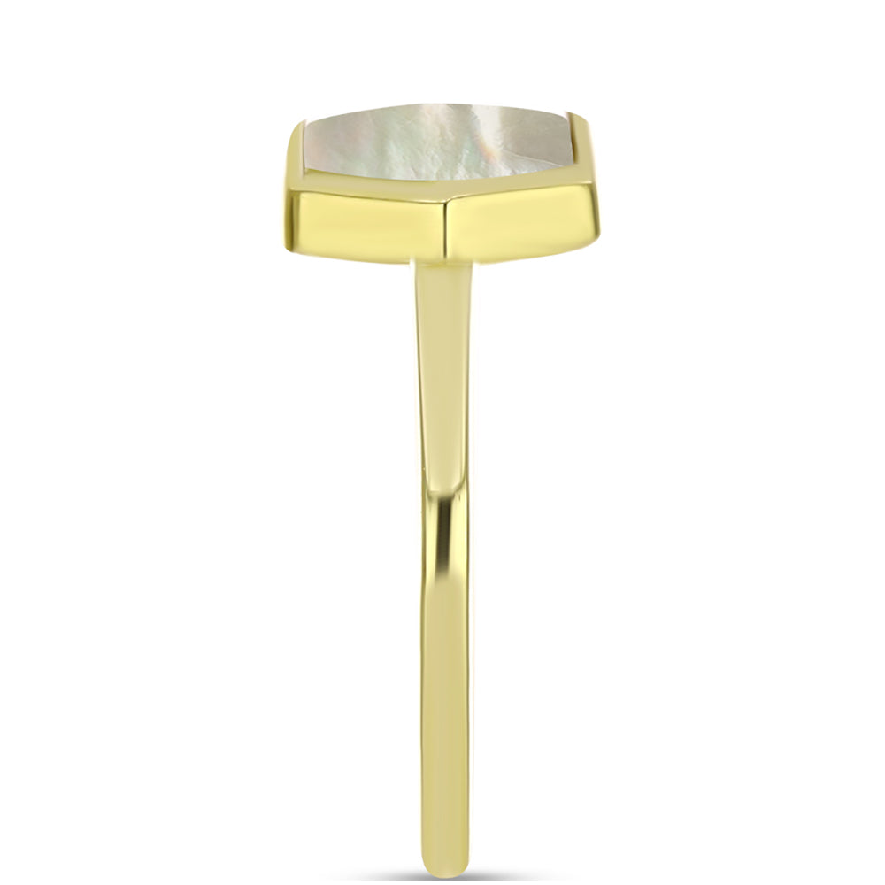 Anillo de Plata Bañada en Oro con Madreperla
