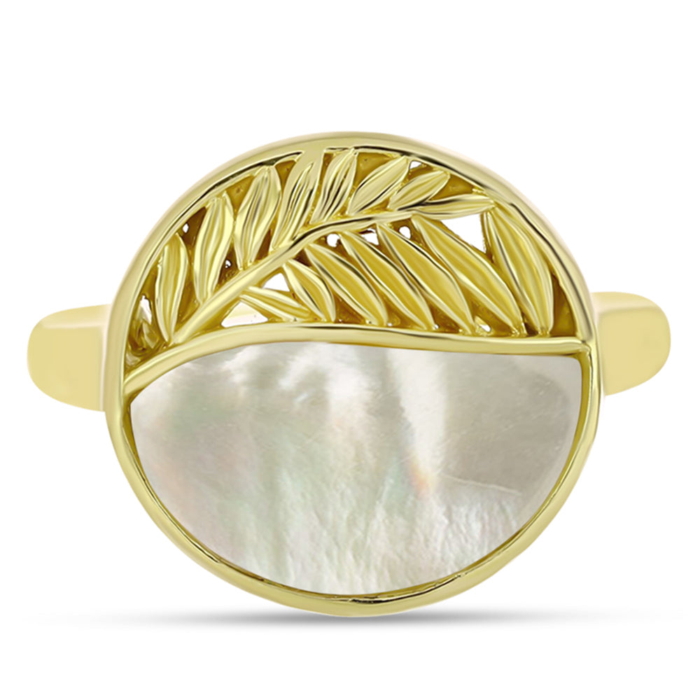 Anillo de Plata Bañada en Oro con Madreperla 1 