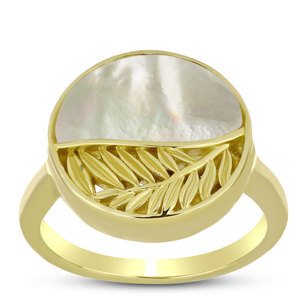 Anillo de Plata Bañada en Oro con Madreperla 3 