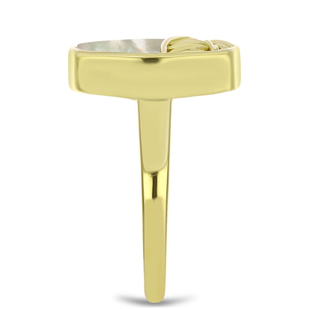 Anillo de Plata Bañada en Oro con Madreperla 4 