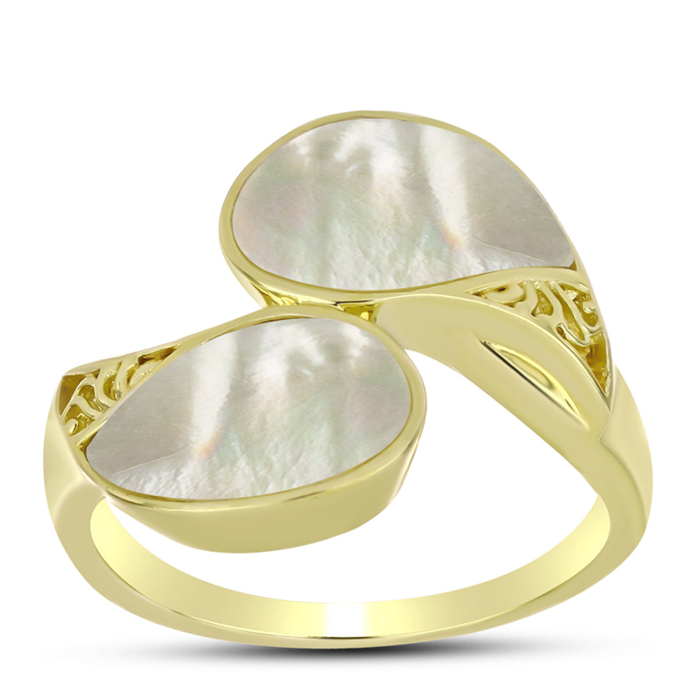 Anillo de Plata Bañada en Oro con Madreperla 3 