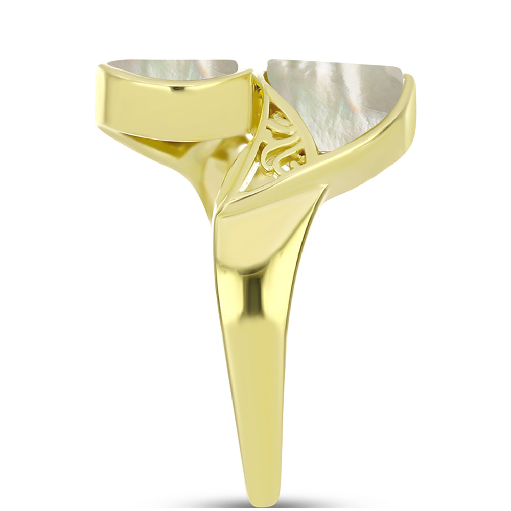 Anillo de Plata Bañada en Oro con Madreperla 4 