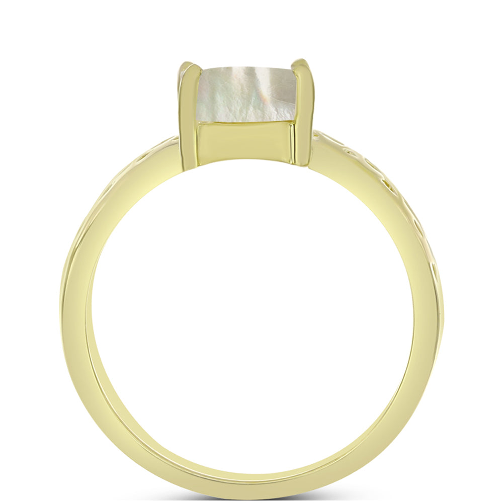 Anillo de Plata Bañada en Oro con Madreperla 2 