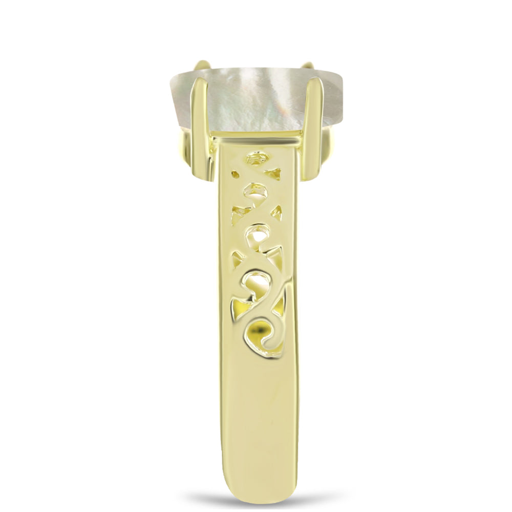 Anillo de Plata Bañada en Oro con Madreperla 4 