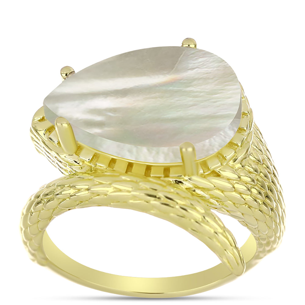 Anillo de Plata Bañada en Oro con Madreperla 1 
