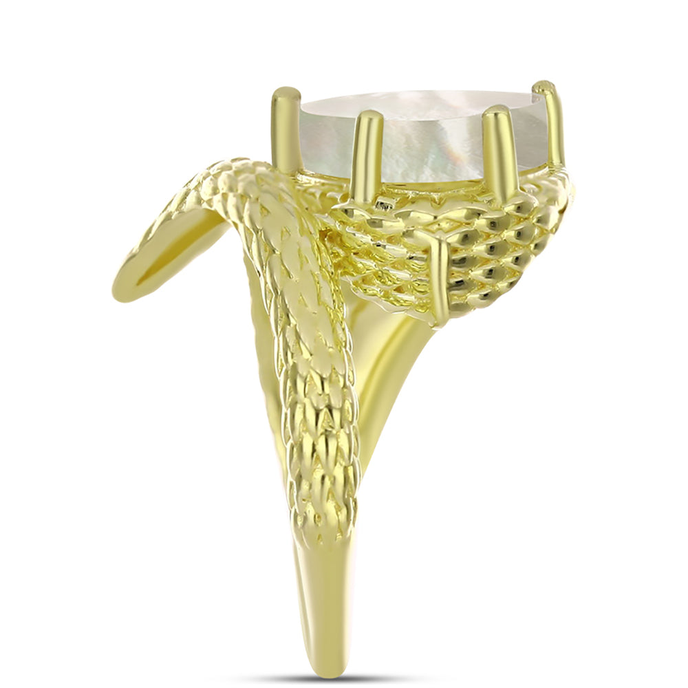 Anillo de Plata Bañada en Oro con Madreperla