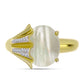 Anillo de Plata Bañada en Oro con Madreperla y Topacio Blanco