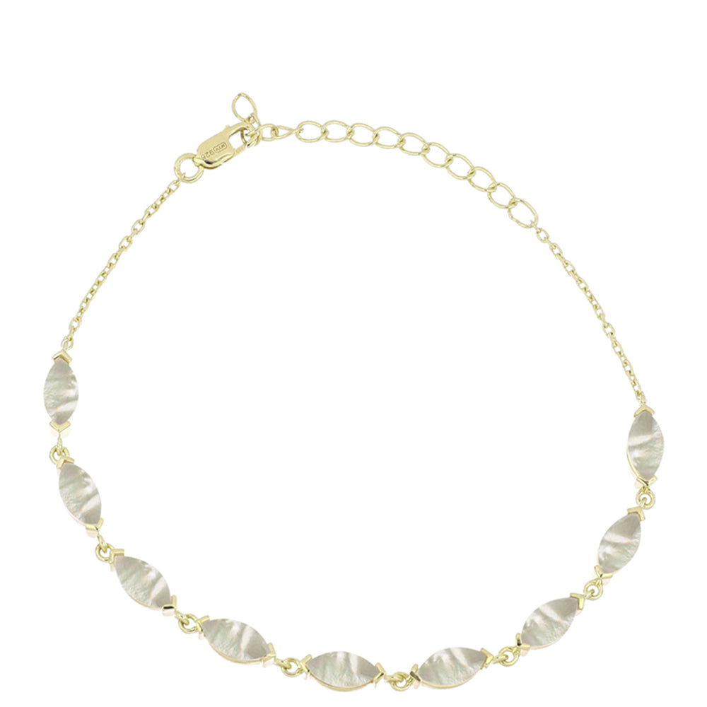 Pulsera de Plata Bañada en Oro con Madreperla 1 