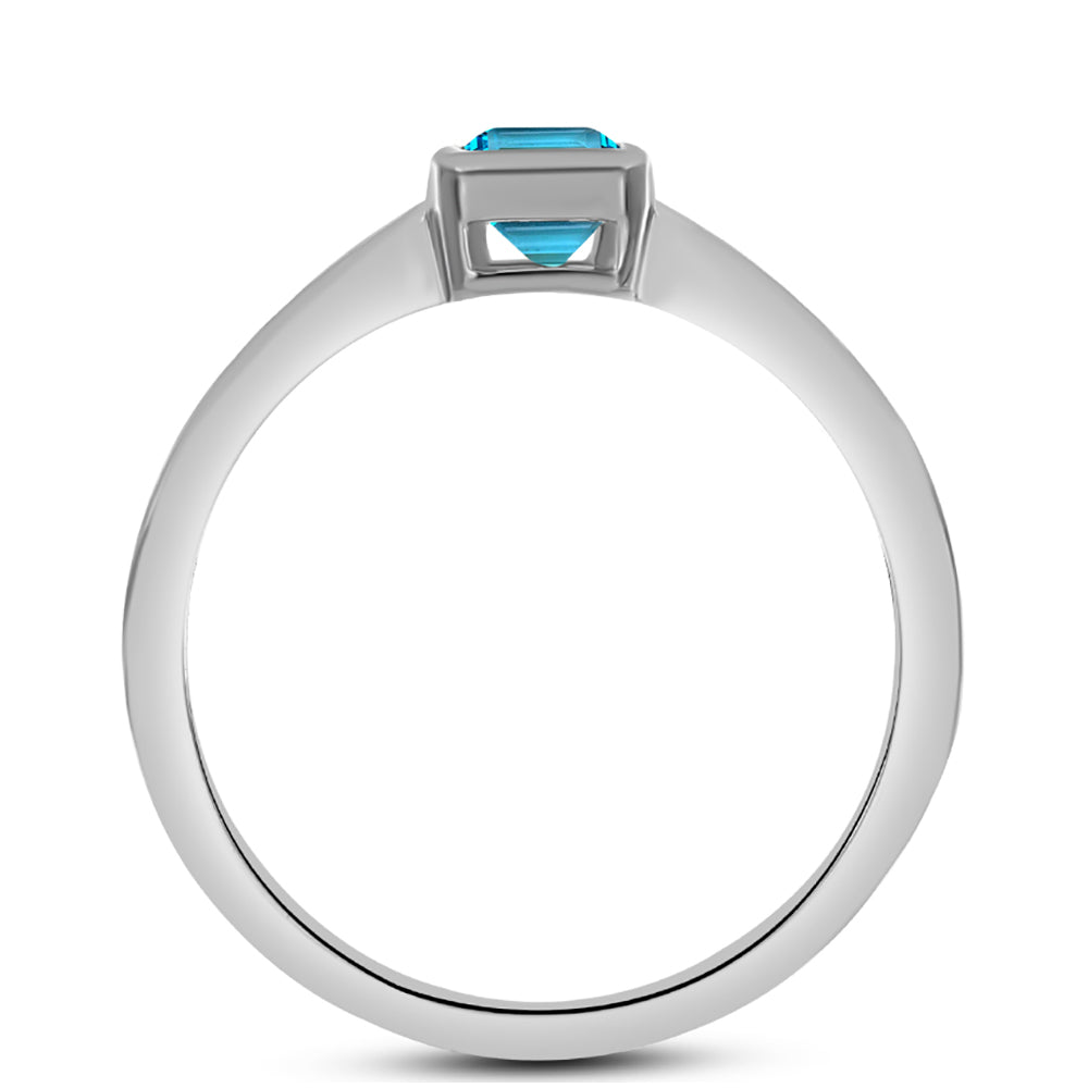 Anillo de Plata con Topacio Azul Suizo