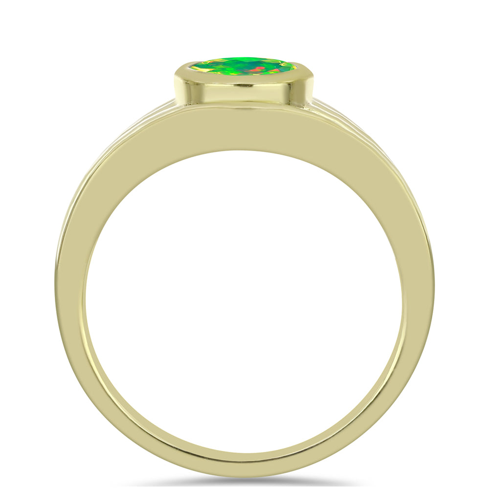 Anillo de Plata Bañada en Oro con Ópalo Verde Etíope de Lega Dembi