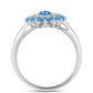 Anillo de Plata con Topacio Azul Suizo y Topacio Blanco