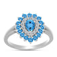 Anillo de Plata con Topacio Azul Suizo y Topacio Blanco