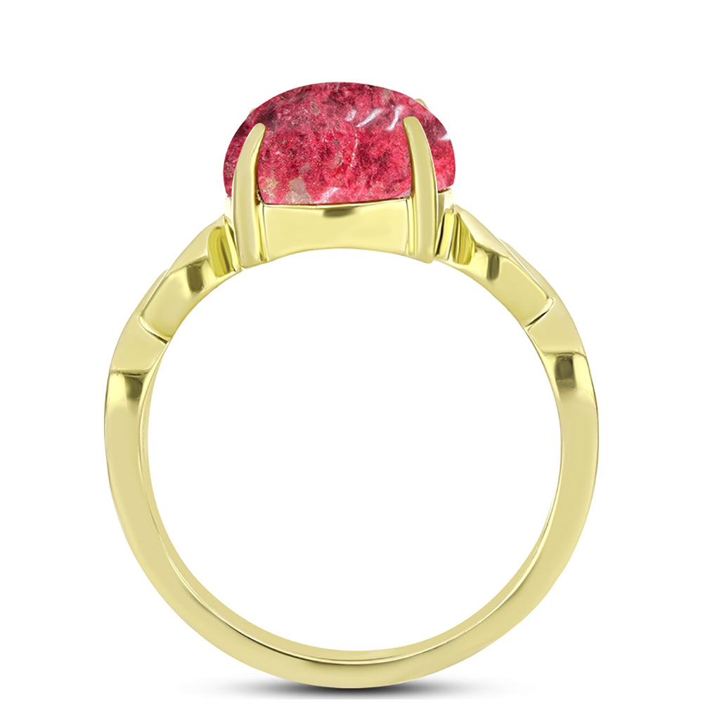 Anillo de Plata Bañada en Oro con Thulita