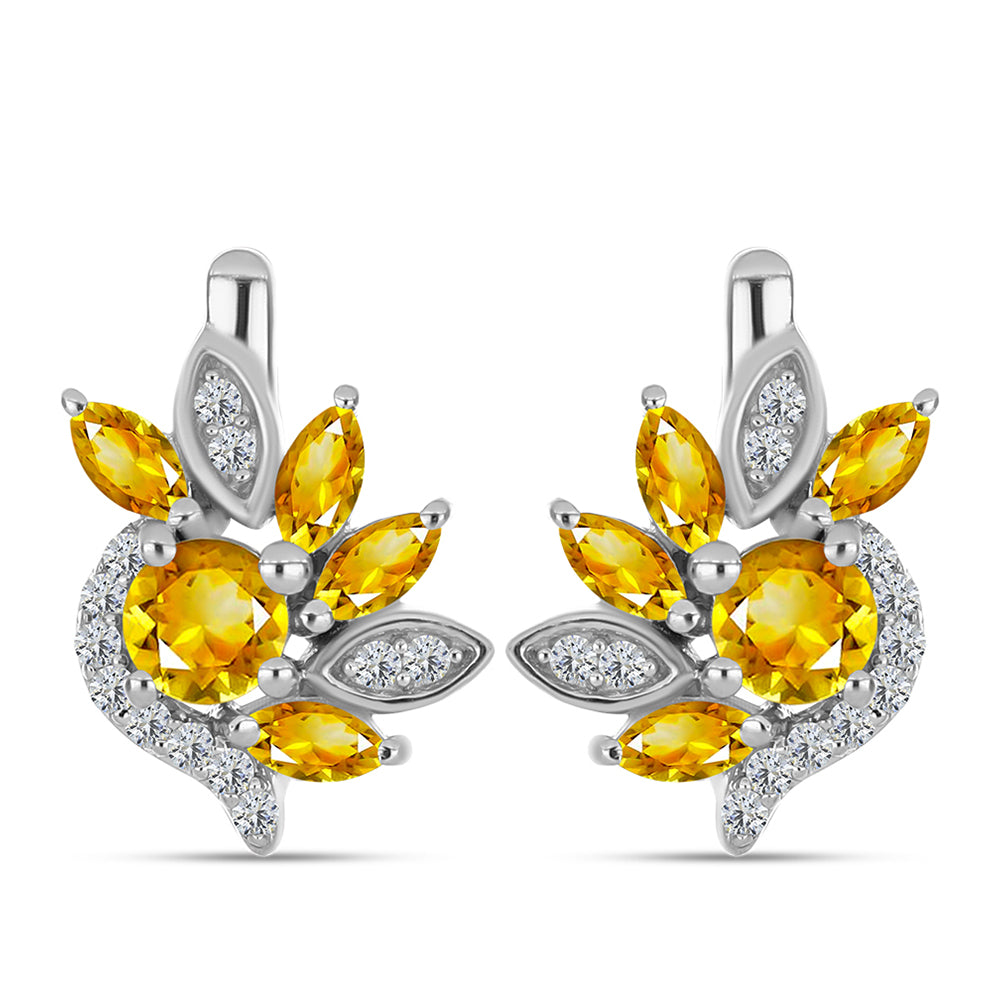 Pendientes de Plata con Citrino de los Montes Urales y Topacio Blanco 1 