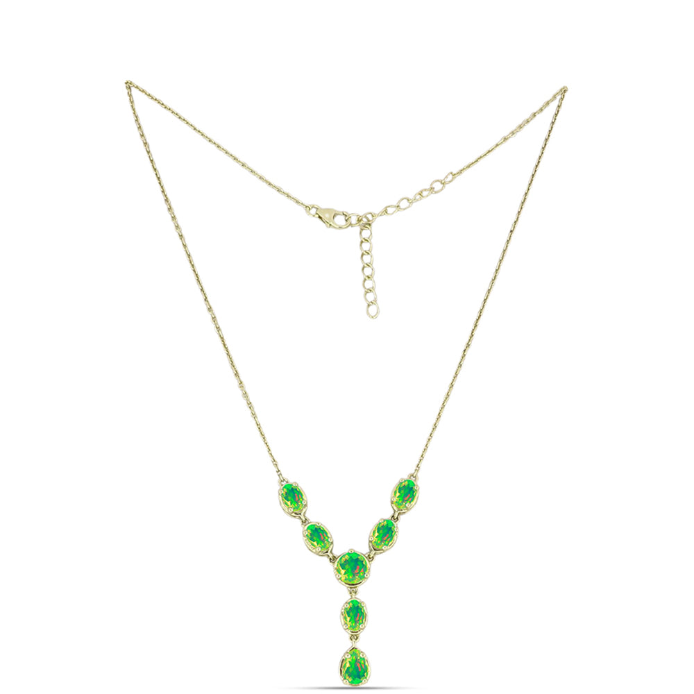 Collar de Plata Bañada en Oro con Ópalo Verde Etíope de Lega Dembi