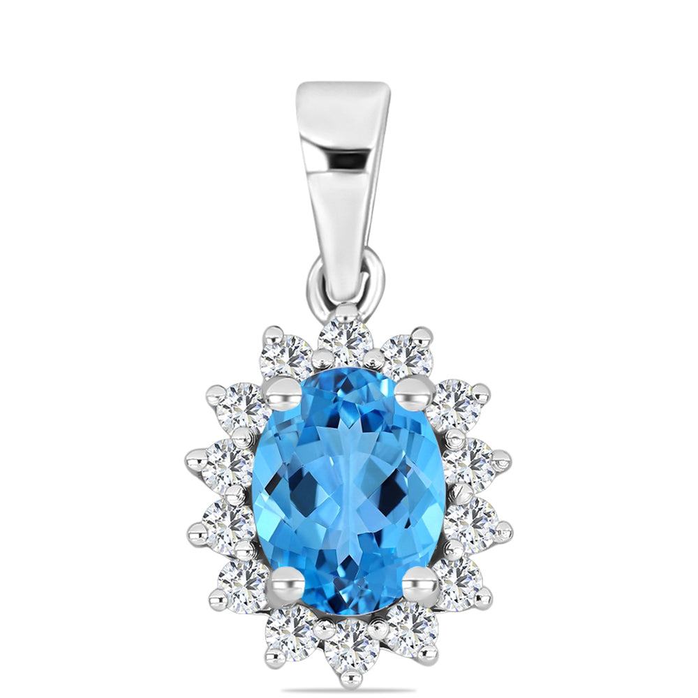 Colgante de Plata con Topacio Azul Suizo y Topacio Blanco