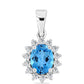 Colgante de Plata con Topacio Azul Suizo y Topacio Blanco