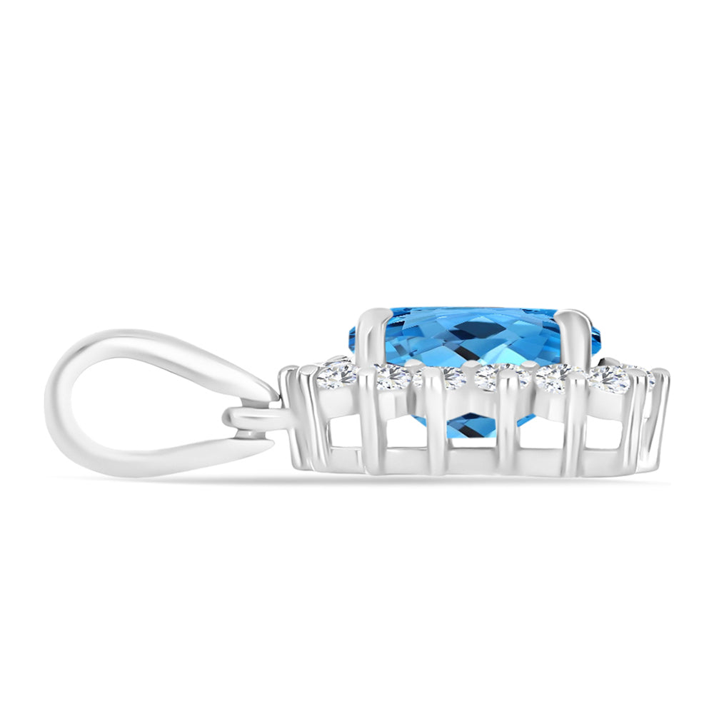 Colgante de Plata con Topacio Azul Suizo y Topacio Blanco