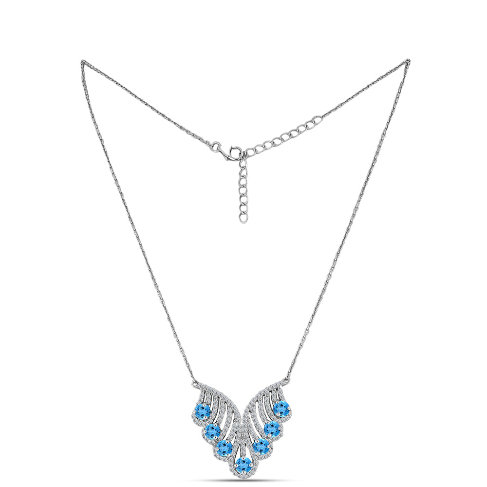 Collar de Plata con Topacio Azul Suizo y Topacio Blanco 1 