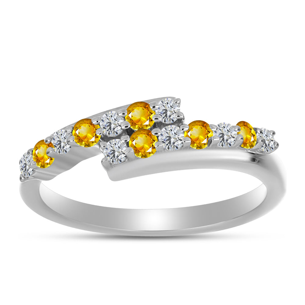 Anillo de Plata con Citrino de los Montes Urales y Topacio Blanco 3 