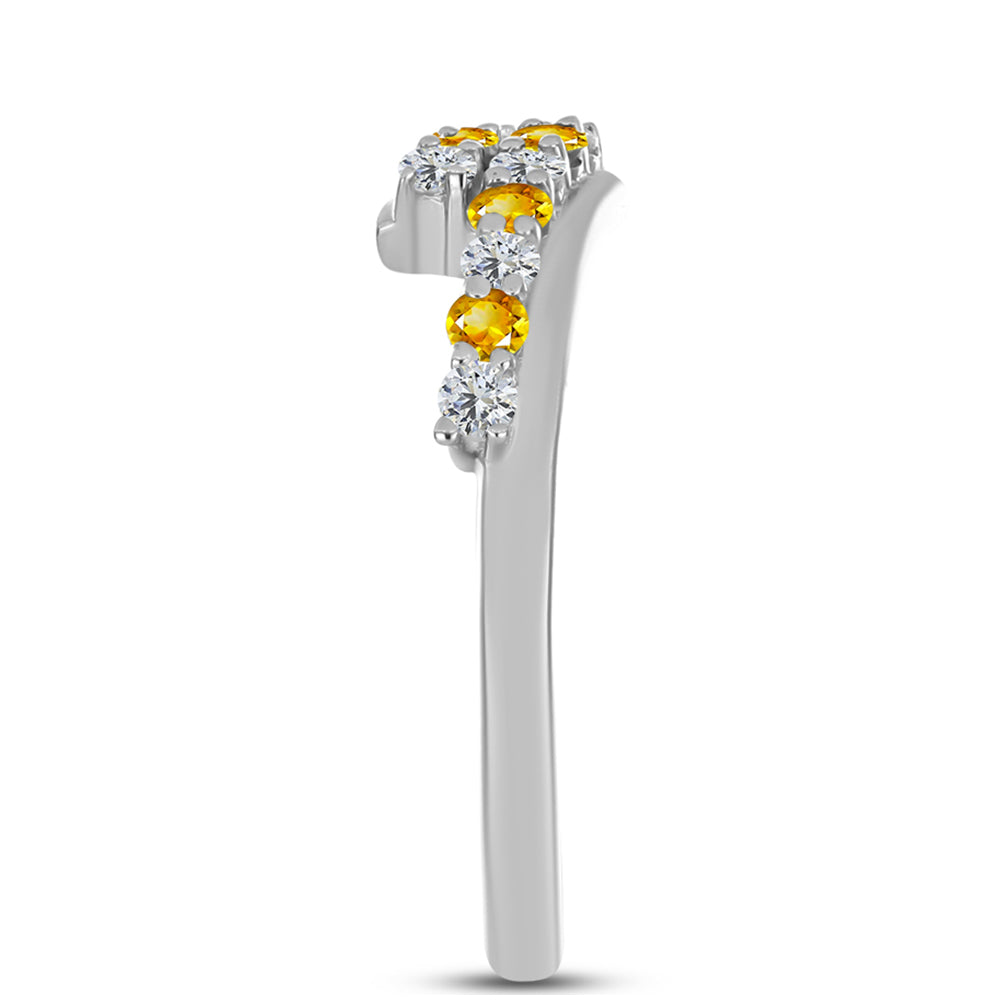 Anillo de Plata con Citrino de los Montes Urales y Topacio Blanco