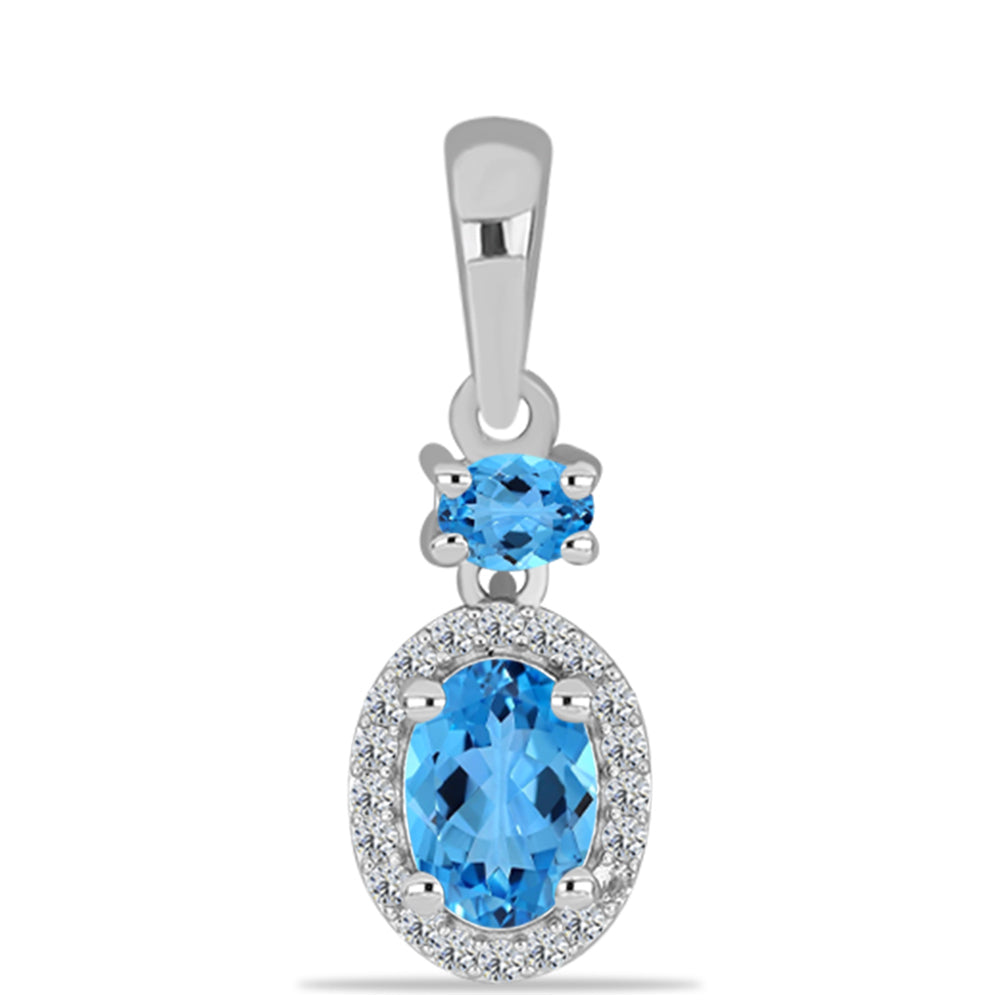 Colgante de Plata con Topacio Azul Suizo y Topacio Blanco