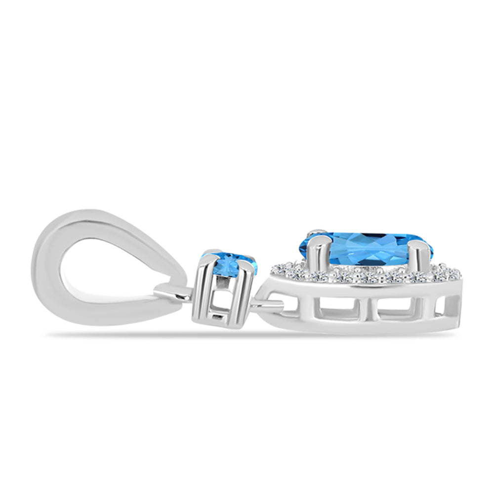 Colgante de Plata con Topacio Azul Suizo y Topacio Blanco