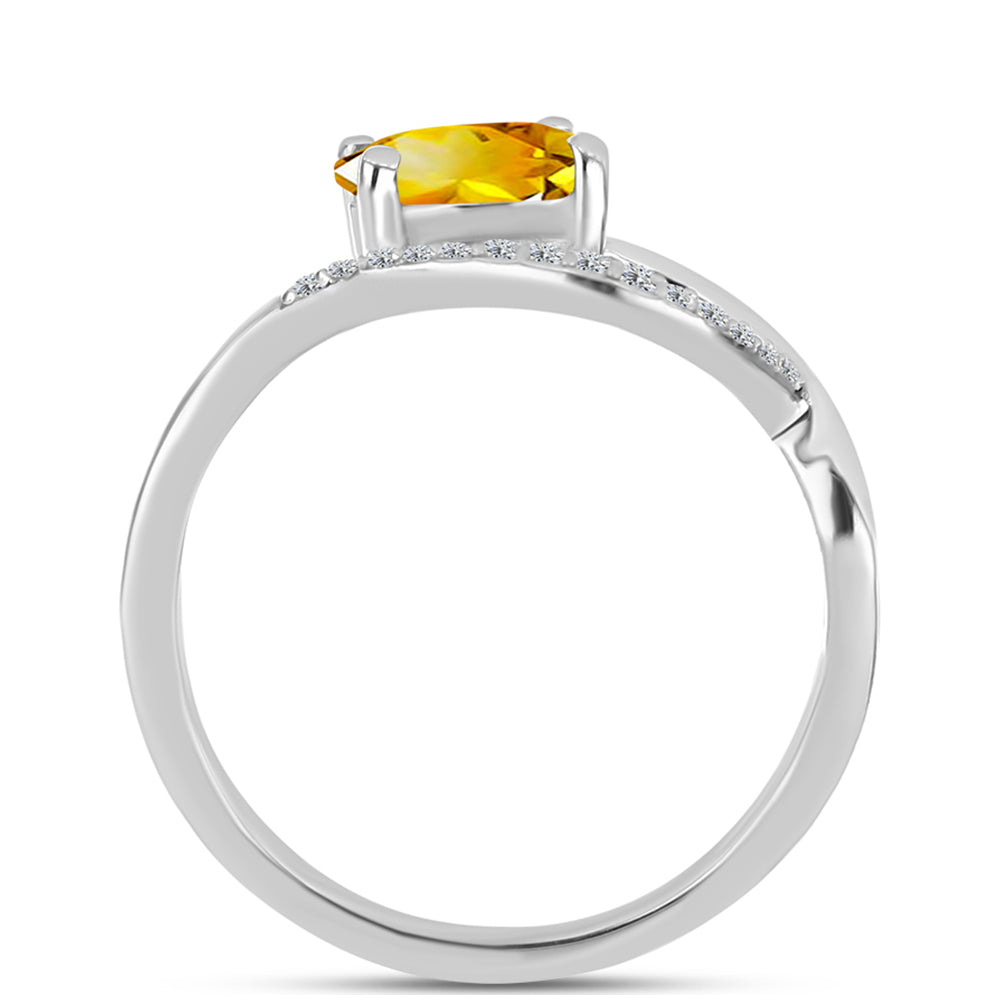 Anillo de Plata con Citrino de los Montes Urales y Topacio Blanco